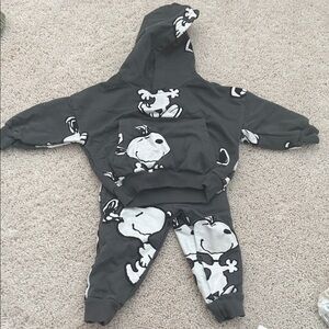 Gray Cartoon Character Hoodie and Pants Set